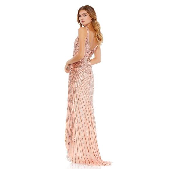 Mac Duggal 5372 Sequin A Line Gown Rose Gold Size 10 - Picture 2 of 9